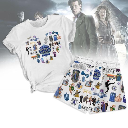 Doctor Who Tv Series Pajamas Set, Police Box T-Shirt Short Set, Tardis Police Box Summer Short, Doctor Who Fan Gift, Tv Series Sleepwea