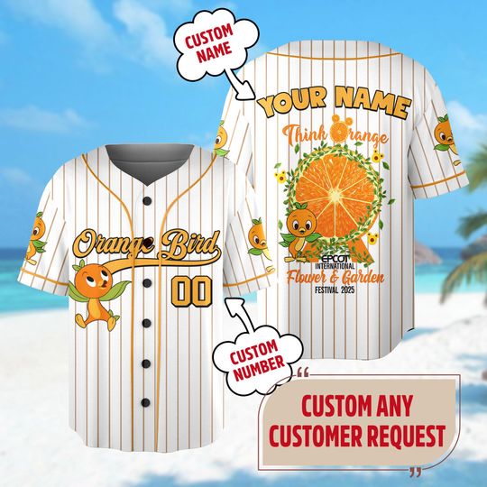 Custom Orange Bird Epcot Flower and Garden Baseball Jersey, Epcot Orange Bird Shirt, Magic Kingdom Festival Family Trip Matching Tee