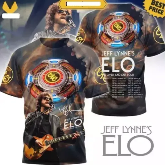 Jeff Lynne ELO The Over and Out Tour Shirt Cool 3D T-shirt, Best Gift 2025