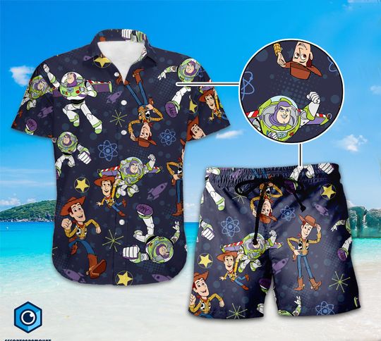 Toy Story Woody Buzz Lightyear Hawaiian Shirt, Summer Hawaiian Shirt, Toy Story Outift, Family Disneytrip Shirt, Holiday Vacation Shirt