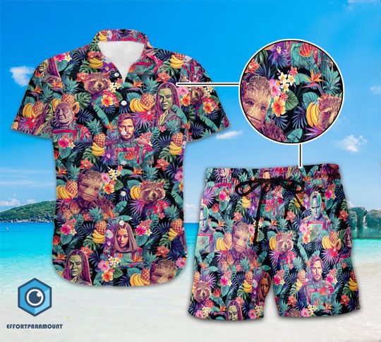 Guardians of the Galaxy Characters Hawaiian Shirt, Guardians of the Galaxy Shirt, Superhero Hawaiian Shirt, Hawaiian Beach Shirt