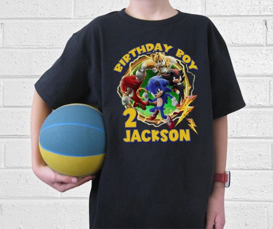Sonic The Hedgehog Birthday T-Shirt, Sonic Knuckles Tails Custom Personalized Boy Girl Cartoon Birthday Shirt, Kids Toddler Birthday