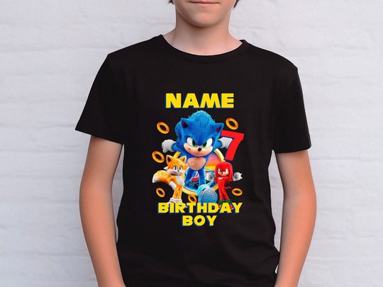 Sonic Birthday shirt personalized with age and name,Custom Sonic Shirt,Sonic Family Birthday Shirt,Sonic Kids Shirt,Birthday Party Shirt
