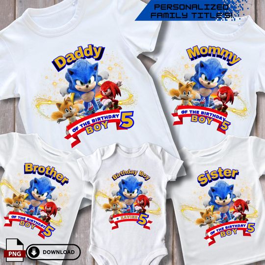 Sonic Birthday Shirt, Custom Sonic Shirt, Sonic Family Shirts, Personalized Sonic Shirt, Sonic Birthday Tees, Sonic Family Matching Shirts