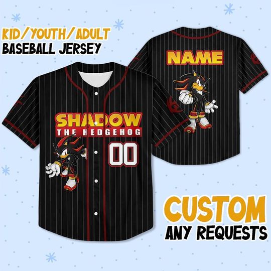 Custom Sonic Shadow Baseball Jersey, Shadow the Hedgehog Shirt, Custom Gamer Jersey, Anime Sports Shirt