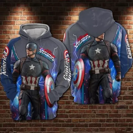 Captain America 3D Hoodie All-Over Printed Marvel Cinematic Universe Apparel