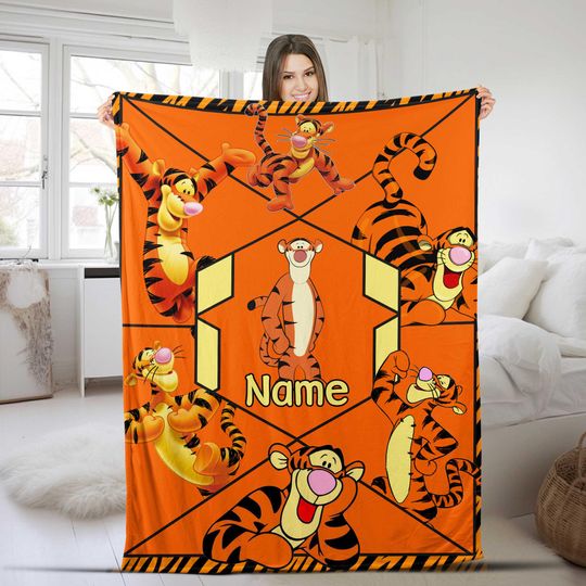 Personalized Tigger Blanket Winnie The Pooh Tigger Blanket Pooh Bear Tigger Birthday Gifts Tigger Christmas Gift For Kids