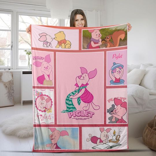 Piglet Blanket, Pooh Bear Blanket, Pooh And Friends Disneyland Magic Kingdom Throw Blanket, Winnie The Pooh For Bed Couch Sofa SK3518