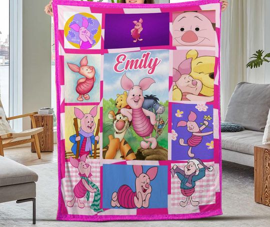 Piglet Fleece Blanket, Winnie The Pooh Piglet Blanket,Baby Blanket Birthday,Bedroom Decor Christmas Gift Throw Blanket For Couch Sofa