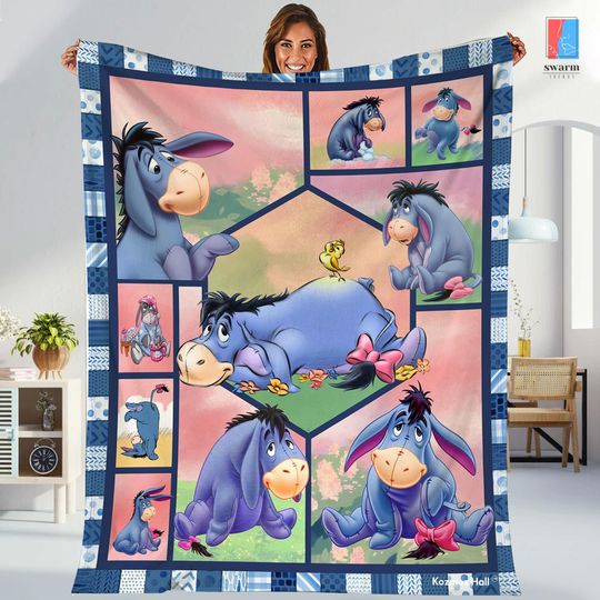 Personalized Eeyore Blanket, Winnie The Pooh Blanket, Eeyore Birthday Gift, Pooh Blanket For Bed Couch Sofa, Eeyore Birthday Gift