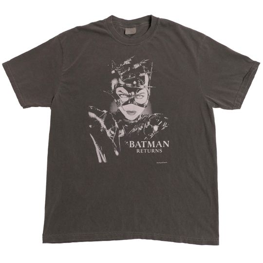 Catwoman Batman Returns Promo Tee Shirt Comic Book Detective Comix Michelle Pfeiffer Movie Director Faded Boxy Tee Shirt