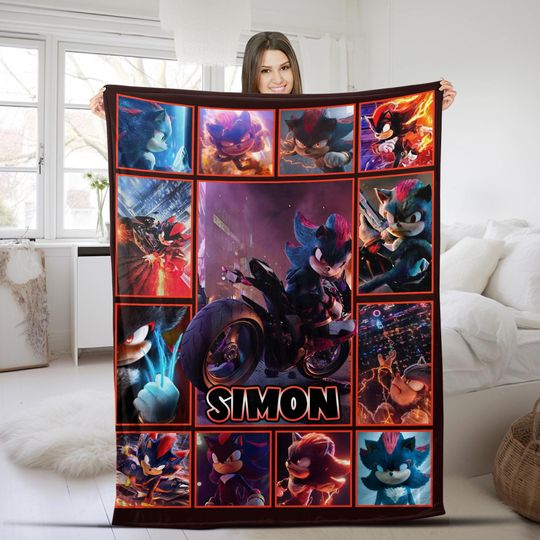 Custom Sonic The Hedgehog Blanket/Personalized Shadow Hedgehog Blanket/Custom Shadow Sonic Blanket/Sonic Blanket/Birthday Blanket