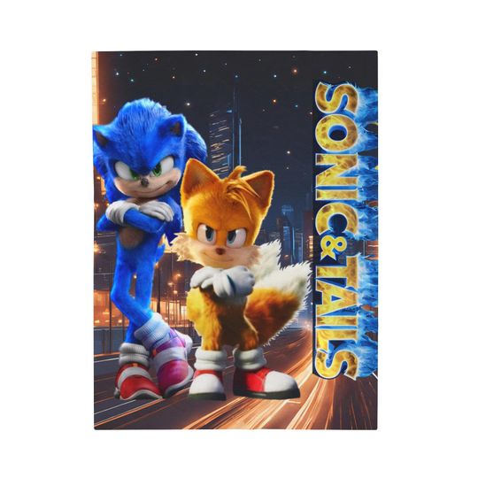 Sonic the Hedgehog & Tails team up!!!Velveteen Plush Blanket/ Sonic Movie/ Sonic 3/ Room Decor/ Bedding/ Perfect Gift