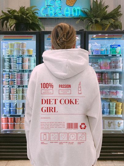 Diet Coke Fan Hoodie, Coquette Soft Girl Aesthetic, Minimalistic Birthday Gift for Her