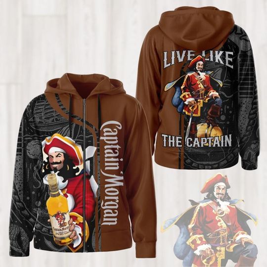 Captain Morgan 3D Hoodie, Morgan Rum Hoodie Men, Drinking Unisex Hoodie, Spiced Rum Adult Hoodie, Trendy Hooodie