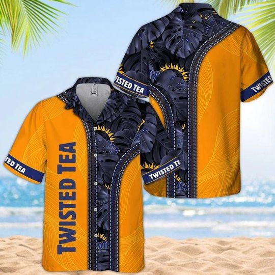 Twisted Tea Palm Leave Hawaiian Shirt, Hard Iced Tea Hawaiian Shirt, Drinking Shirt, Tea Party Short Sleeve Shirt, Vacation Shirt