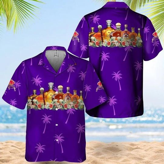 Crown Royal Liquor Hawaiian Shirt, Drinking Whisky Hawaiian Shirt, Whisky Vacation Shirt, Whisky Lover Short Sleeve Shirt, Gift For Him