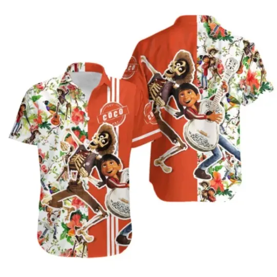 Coco Day Of The Dead Hawaiian Button Down Shirt Unisex Adults Full Size