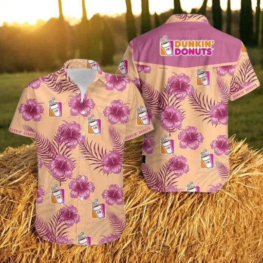 Dunkin Donuts Hawaiian Shirt Summer Button Up