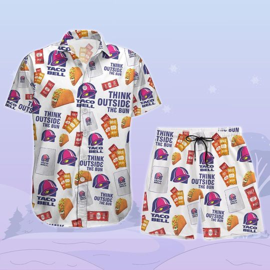 Taco Bell Button Shirt Shorts, Taco Bell Lover Button Shirt, Junk Food Button Shirt and Shorts, Fast Food Hawaii Short, Mexican Shirt