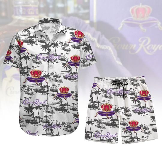 Crown Royal Button Down Shirt, Whisky Hawaiian Shirt Men, Crown Royal Beach Shirt, Summer Shorts Men, Drinker Party Shirts Women