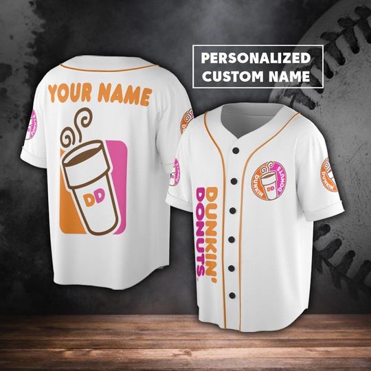 Custom Name Dunkin Donuts Baseball Jersey, Dunkin Donuts Lover Gift Shirt, Baseball Jersey Gift, Jersey Custom Gift