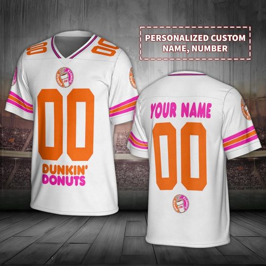 Custom Dunkin' Donuts Unisex Football Jersey, Personalized Vintage Food Fan Shirt, Unique Jersey Lover Gift