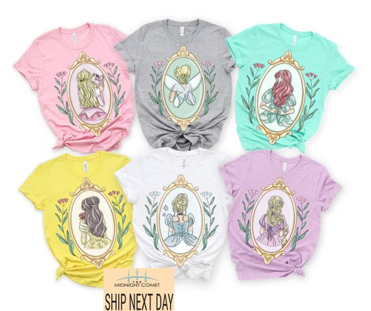 Coquette Bows Watercolor Disney Princess Shirt, Belle Rapunzel Aurora Cinde Tee,  Magic Kingdom Family Matching 2025 Trip Gift