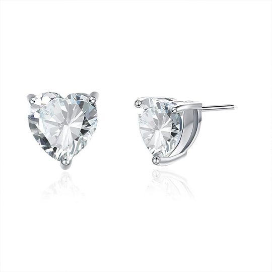 Heart Diamond Earrings Silver