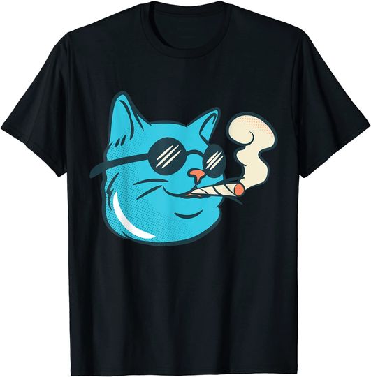 Stoned Cat Smoking Weed Cannabis Marijuana T-Shirt