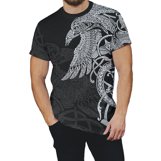VIKING T-SHIRT - MUNIN TATTOO STYLE