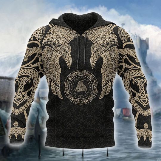 VIKING MUNIN - TATTOO STYLE HOODIE