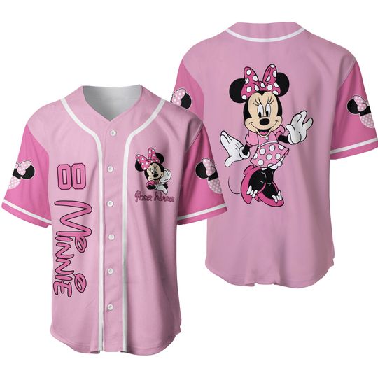 Personalized Minnie Mouse Baseball Jersey, Minnie Mouse Jersey Team, Cartoon Family Trip Basketball Jersey, Magic Kingdom Shirt