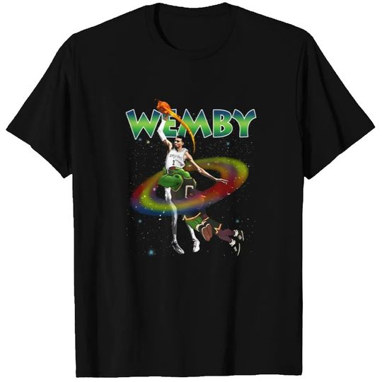 Victor Wembanyama Wemby Space Jam Monstar Dunk 90's Vintage Style Retro Custom Graphic Design T-Shirt