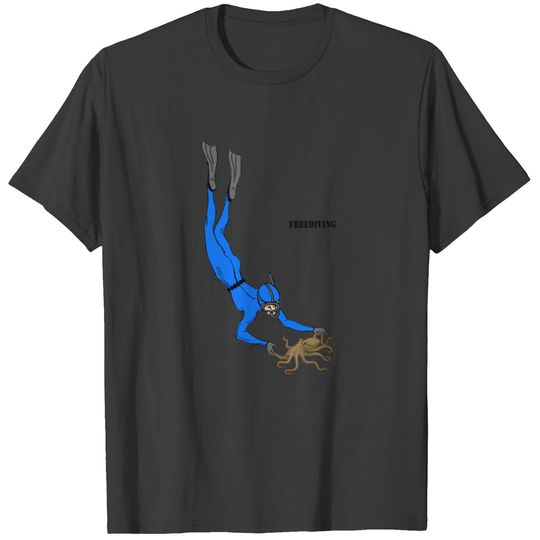 Freediving Diver Observing an Octopus Underwater T-shirt
