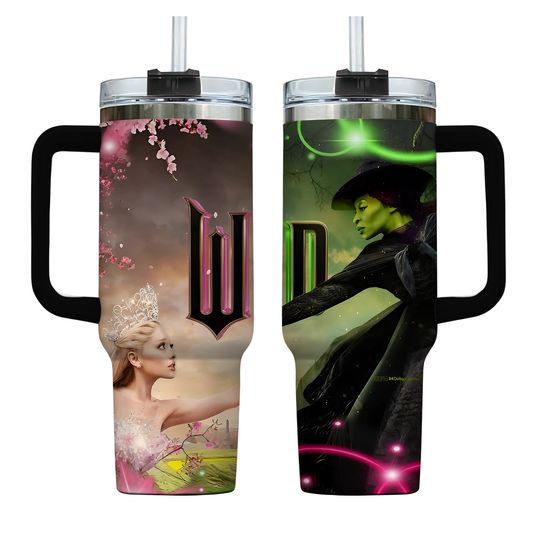 Wicked Change For Good Tumbler 40oz, Witch Pink And Green Stainless Tumbler, Wizard Of Oz Coffee Tumbler, Musical Fan Gift, Wicked Movi