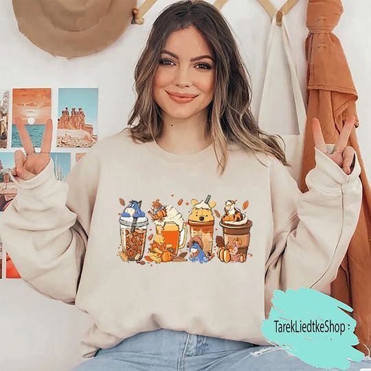 Winnie the Pooh Latte Sweatshirt, Disney Halloween Coffee Sweatshirt