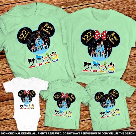 2023 Disney all characters Family Vacation Shirt, 100th Anniversary Years of Wonder shirt, Matching Disney Group Shirt