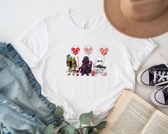 Star Wars Characters Valentine's Day Shirt, Disney Star Wars Mickey Ears  Balloon Valentine Shirt