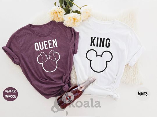 King Queen Shirt, Disney Shirt, Disney Couple Shirt, Wedding Party Shirt