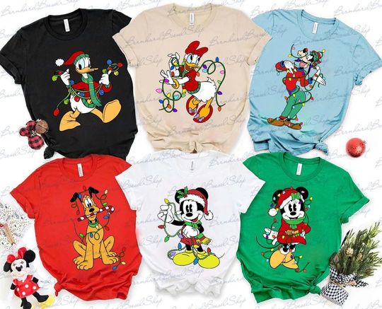 Mickey and Friends Shirt, Disney Christmas Shirt, Christmas Light Tee