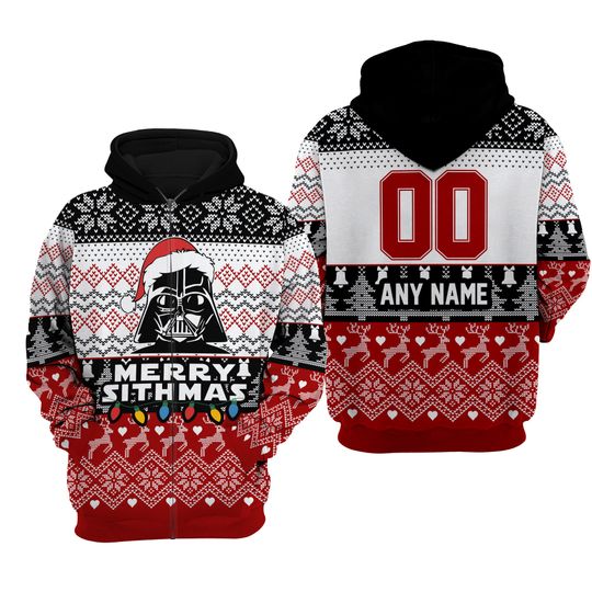 Darth Vader Merry Sithmas Christmas Disney 3D Zip Hoodie