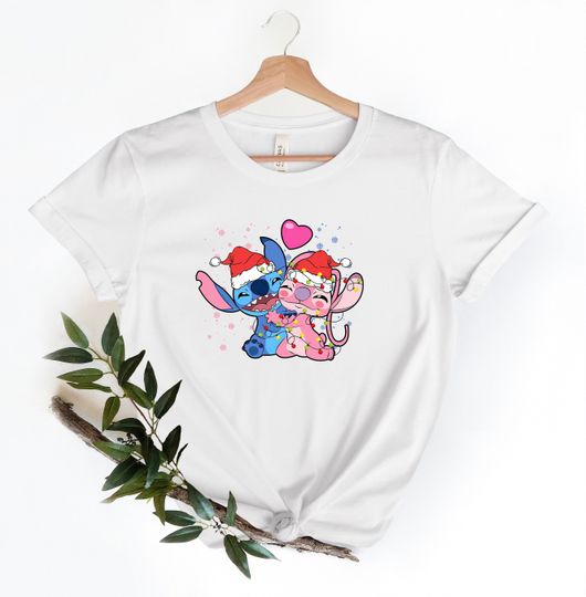 Stitch And Angel Christmas Shirt, Disney Couple Shirt, Disney Stitch Shirt
