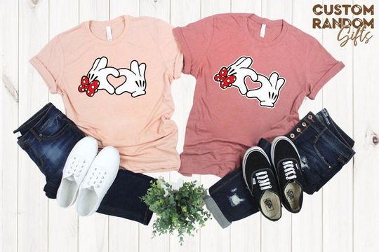 Minnie Mouse Heart Hands Love Valentines Day 2023 Shirt, Disney Love Couples Matching Tee
