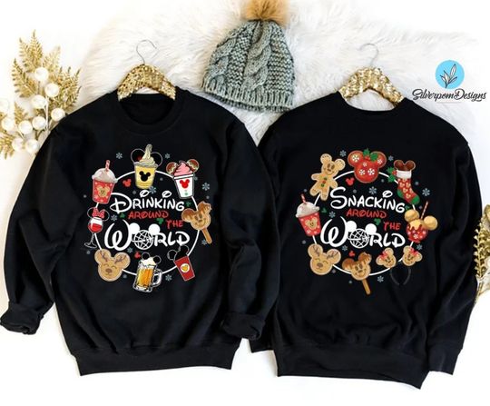 Snacking Around the World, Drinking Around the World, Disney Christmas  sweatshirt