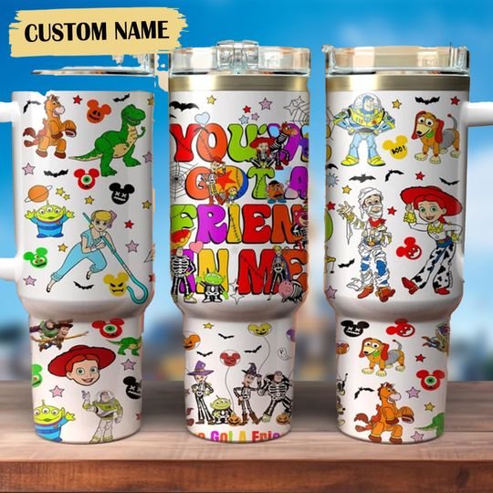 Custom Disney Toy Story Buzz Lightyear Colorful Tumbler, Personalized Disney 40oz Tumbler