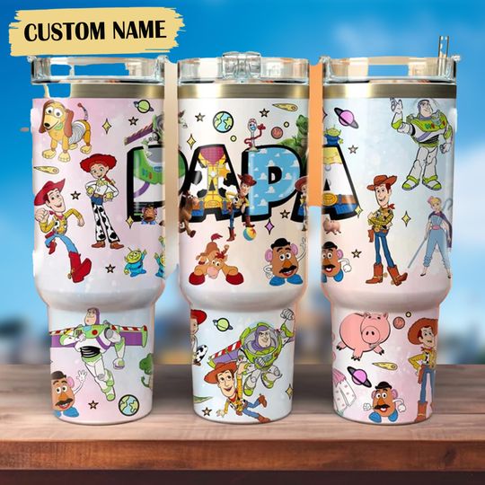 Custom Disney Toy Story Buzz Lightyear Colorful Tumbler, Personalized Disney 40oz Tumbler