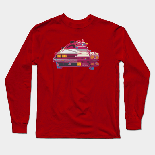 Half n Half Delorean and Ecto 1 - Movies - Long Sleeve T-Shirt