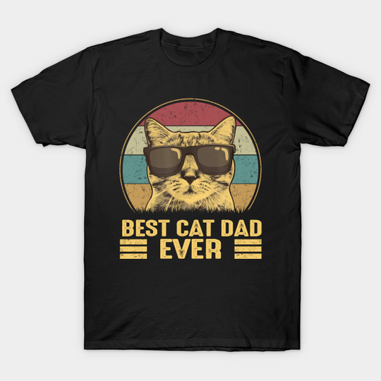 Vintage Best Cat Dad Ever Bump Fist Cool Shirt - Cat Dad - T-Shirt