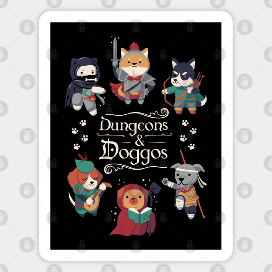 Dungeons & Doggos - Dungeons And Dragons - Sticker